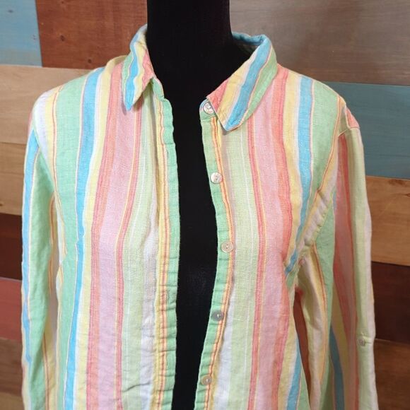 Large 100% linen button-down blouse studio works - Picture 2 of 4